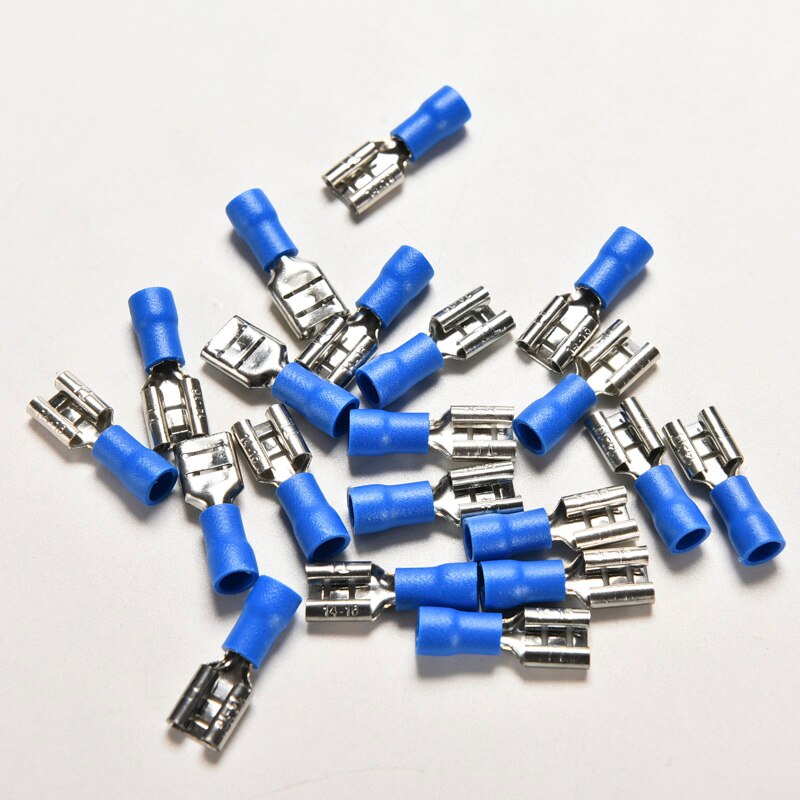Blue 14-16AWG Insulated Spade Crimp Wire Cable Connector Terminal Female Kit Electrical Crimp Terminal 20PCS