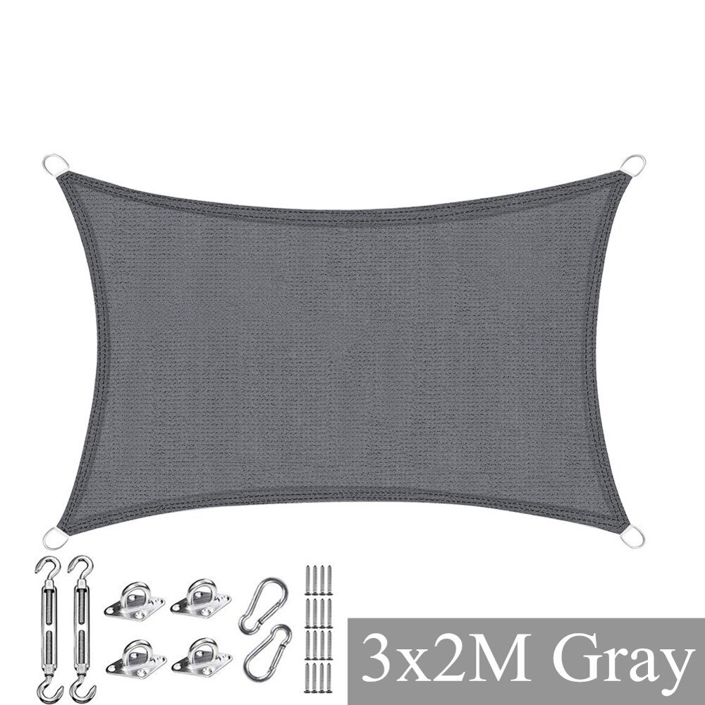 EGOOPTS Gray Rectangle Steel Wire Sun Shade Sail – UV Block Outdoor Canopy Cover