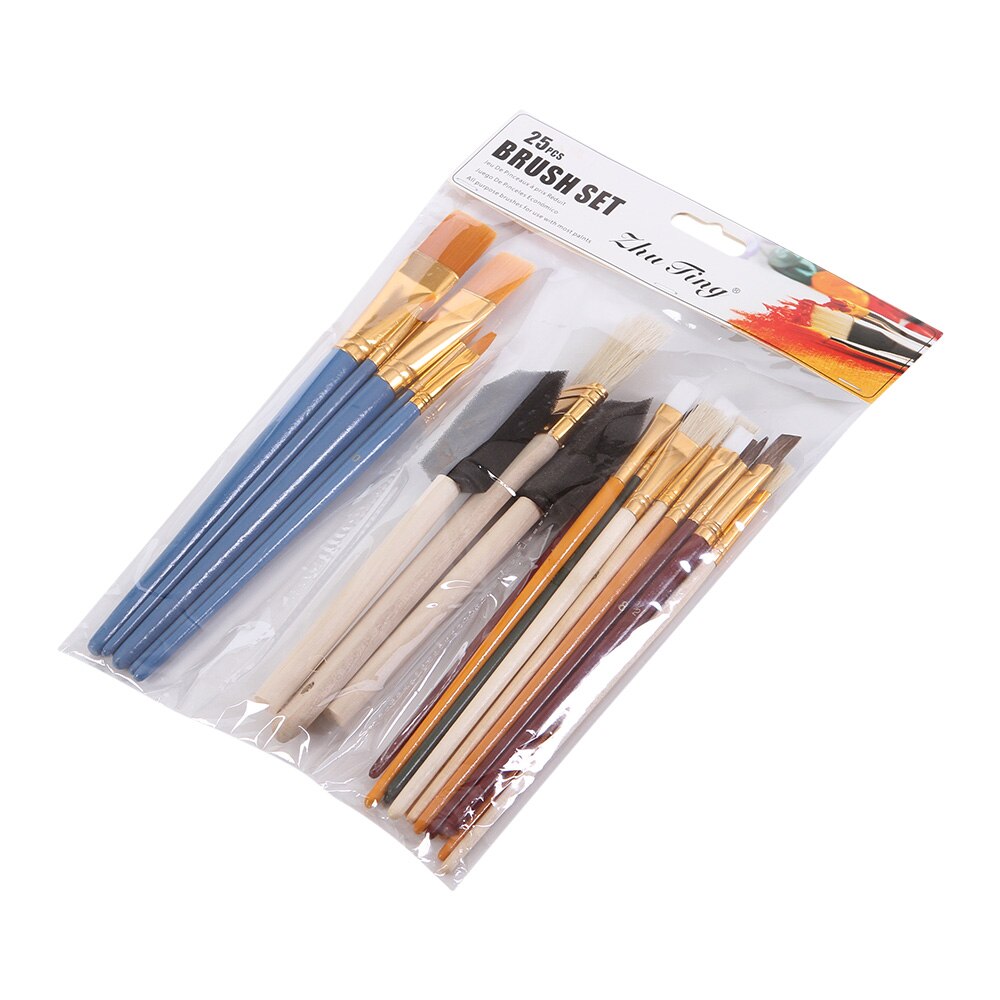 25 Stks/set Penselen Set Penselen Starter Kit Voor Acryl Olie Gouaches Schilderen Artist Supplies