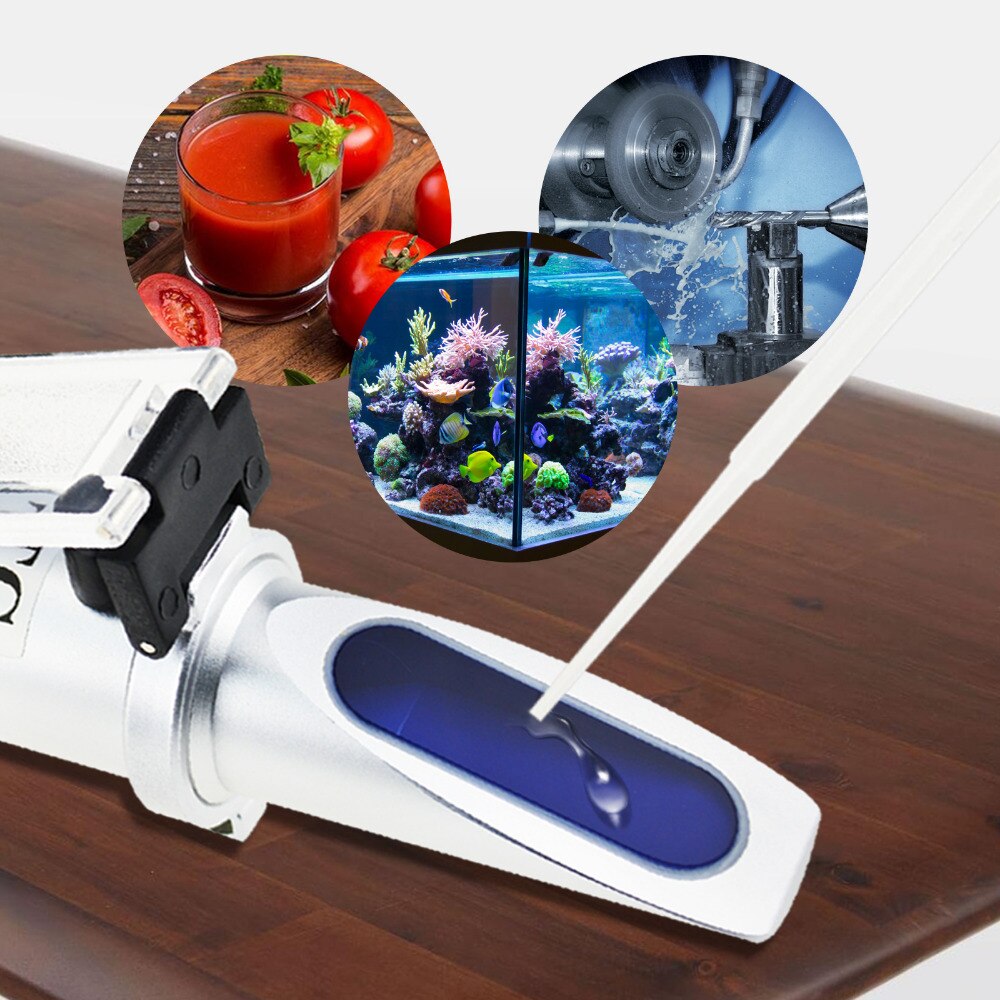 Tri-Scale Refractometer ATC Brix 0-10%/ Salinity 0-100PPT/ Specific Gravity 1.000-1.070 Hydroponic Aquarium Control Monitoring