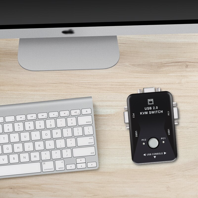 2-In-1-Out 2 Port USB 2.0 KVM Switch Switcher 1920*1440 VGA SVGA Switch Splitter Box for Keyboard Mouse Monitor Adapter