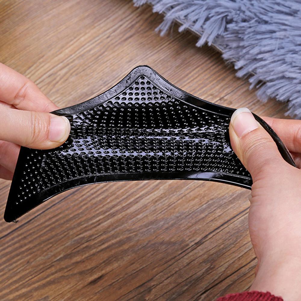 4pcs Silicone Rubber Carpet Mat Patch Rug Carpet Gripper Anti-Slip Grip Pad Reusable Washable Grip Sticker For Living Room
