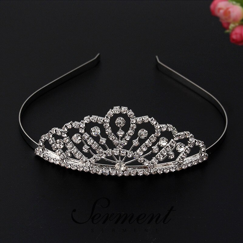SERMENT Princess Wedding Bridal Bridesmaid Tiara Crown Girls Crystal Zircon Jewelry Hair Accessories Bride Birthday Crown