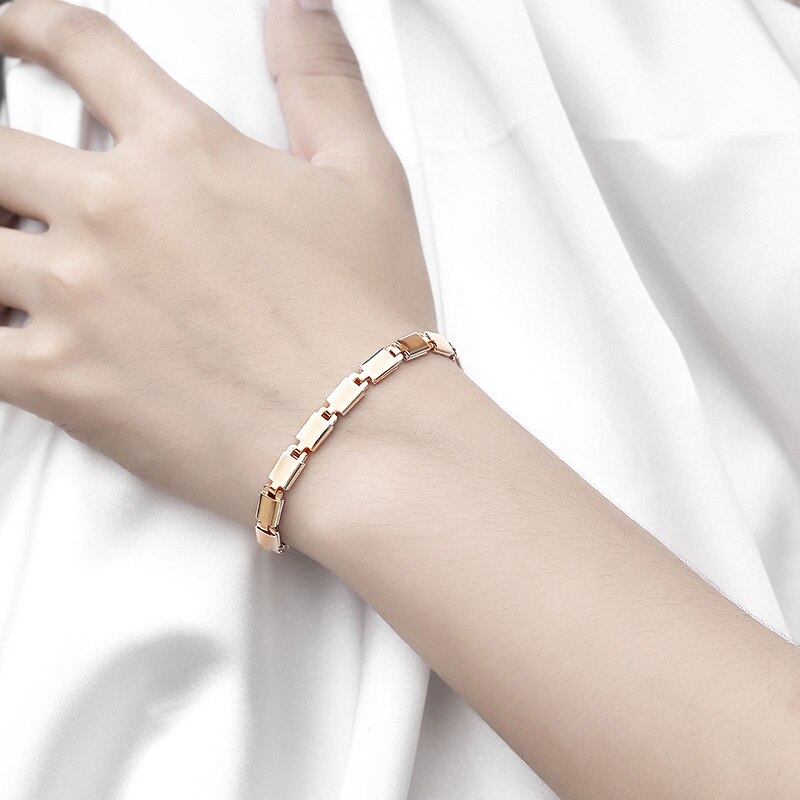Pulseras de oro rosa 585 para mujer, pulsera de cadena Marina ligera, joyería de mujer, de San Valentín de 5mm 20,7 cm CB10