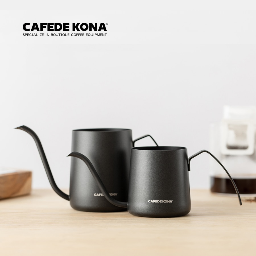 CAFEDEKONA Gooseneck Kettle Coffee Drip Pour-over pot 8 ounce /12 ounce spiky spout MINI ear hanger Long Spout Stainless Steel