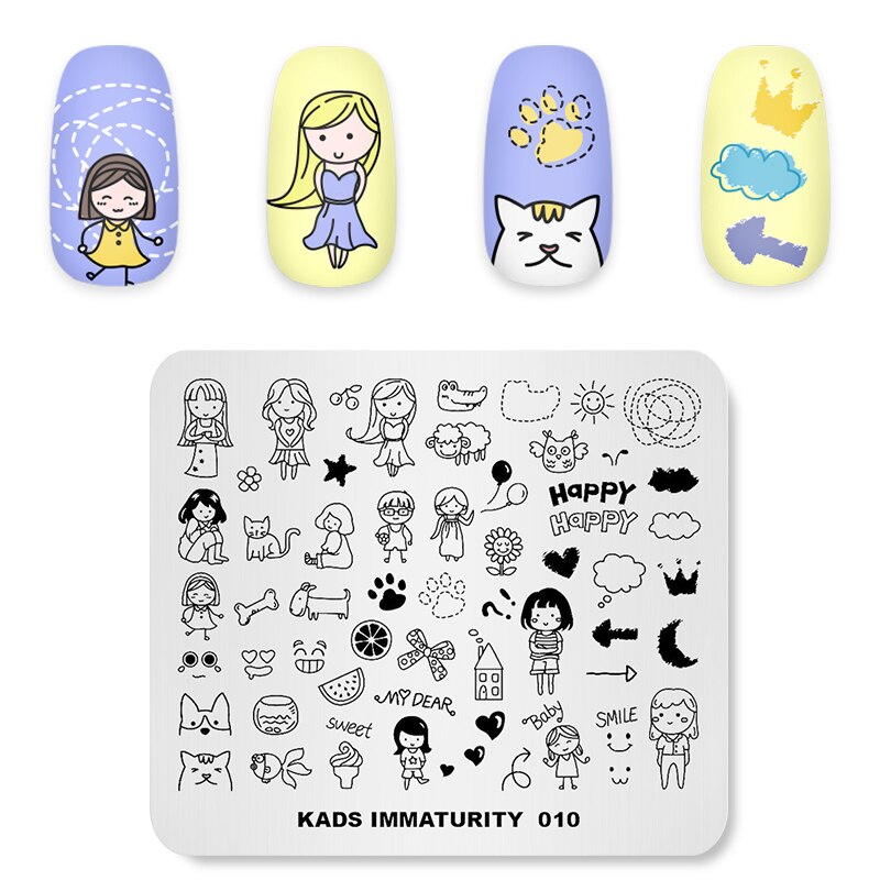 Nail Art Stamp Template Words Letter Small Patterns Nail Stamping Plate DIY Image Printing Plate Stainless Steel Stencils: Immaturity 010