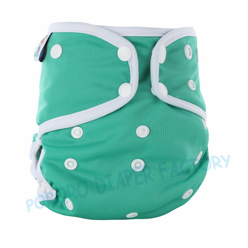 PORORO all in one baby cloth diaper with bamboo inserts, waterproof PUL AIO size adjustable nappies with white color binding: 603