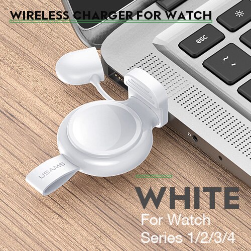 Usams Qi Draadloze Oplader Voor I Horloge 5 4 3 2 1 Draagbare Mini Externe Batterij Pank Voor Apple Horloge draadloze Oplader Bank: White
