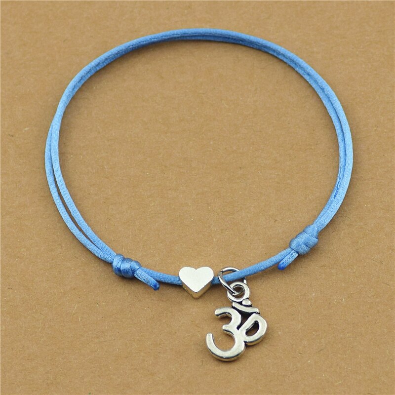 Personnalité Amour Coeur Rouge Corde Fil Cordons Bouddha Hindou Ohm Aum Symbole Charme Yoga OM Bracelets pour Femmes Hommes Couple: Sky blue