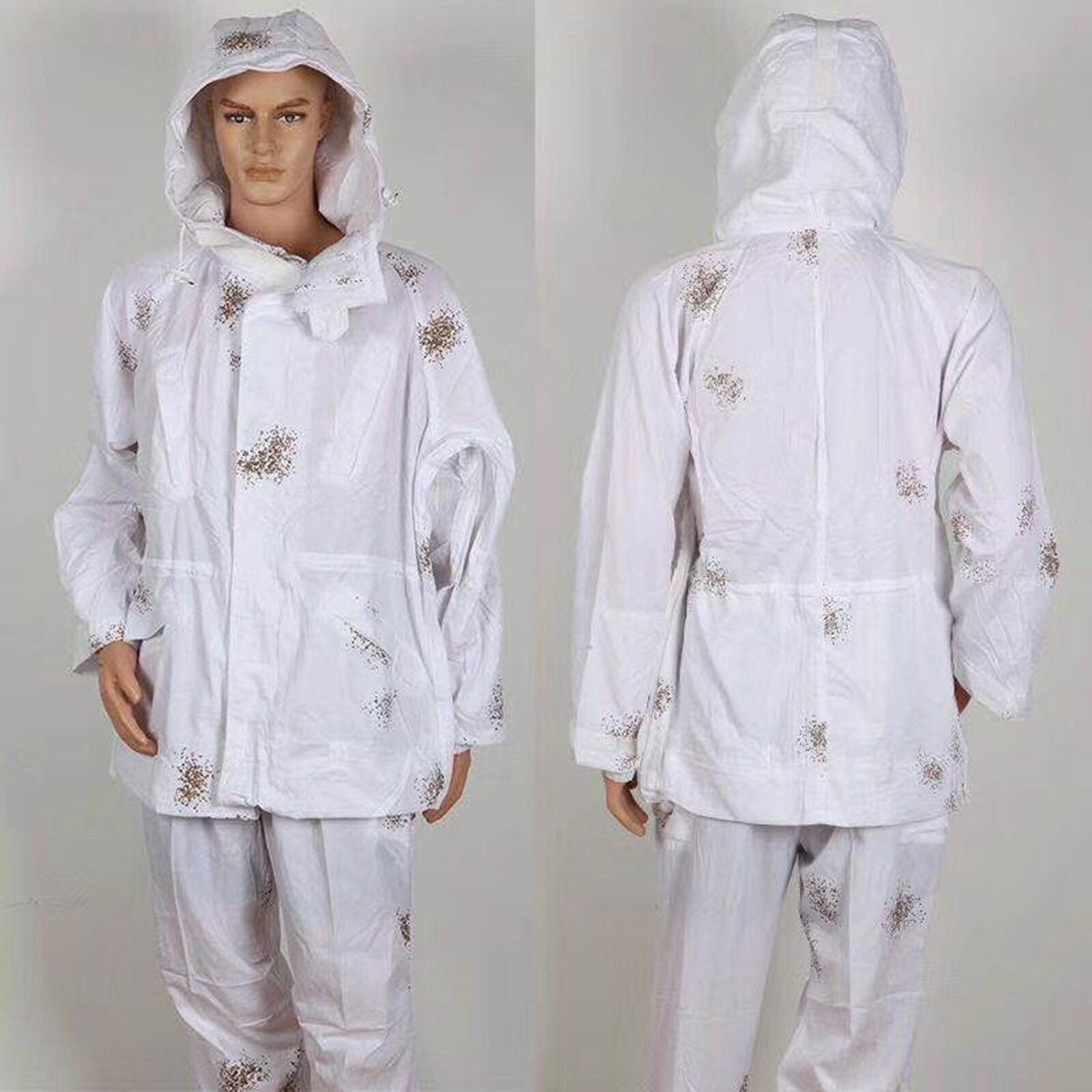 Trajes Ghillie de camuflaje de nieve blanca, ropa de caza, esquí, Color biónico