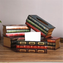 Table Tissue Box Book Shaped Wooden Paper Storage Organizer Tissue Case for Restaurant Household Paper Box Holder Table Decor