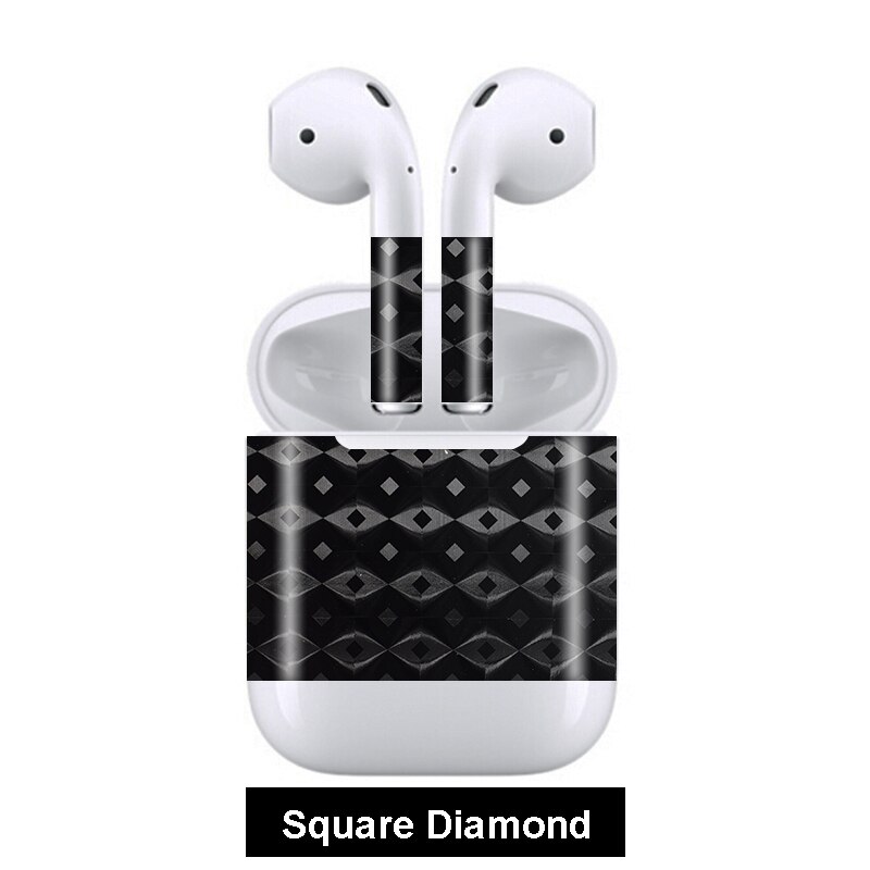 3D Camo Pelli di Coccodrillo pelle di Serpente A Prova di Graffio Auricolare Films Sticker Per Apple Airpods Autoadesivo Della Pelle: Square Diamond