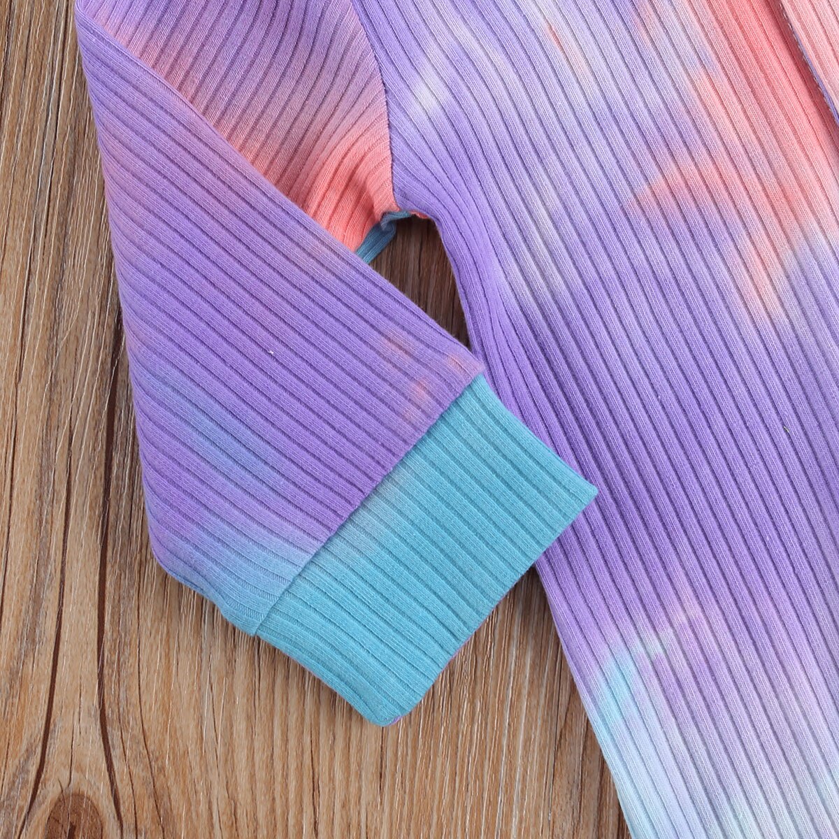 Kleinkind neugeboren Kind Baby Jungen Mädchen Rippen Strampler binden-Farbstoff Drucken Drehen-unten Kragen Langarm Strampler Gesamt für Jungen und Mädchen