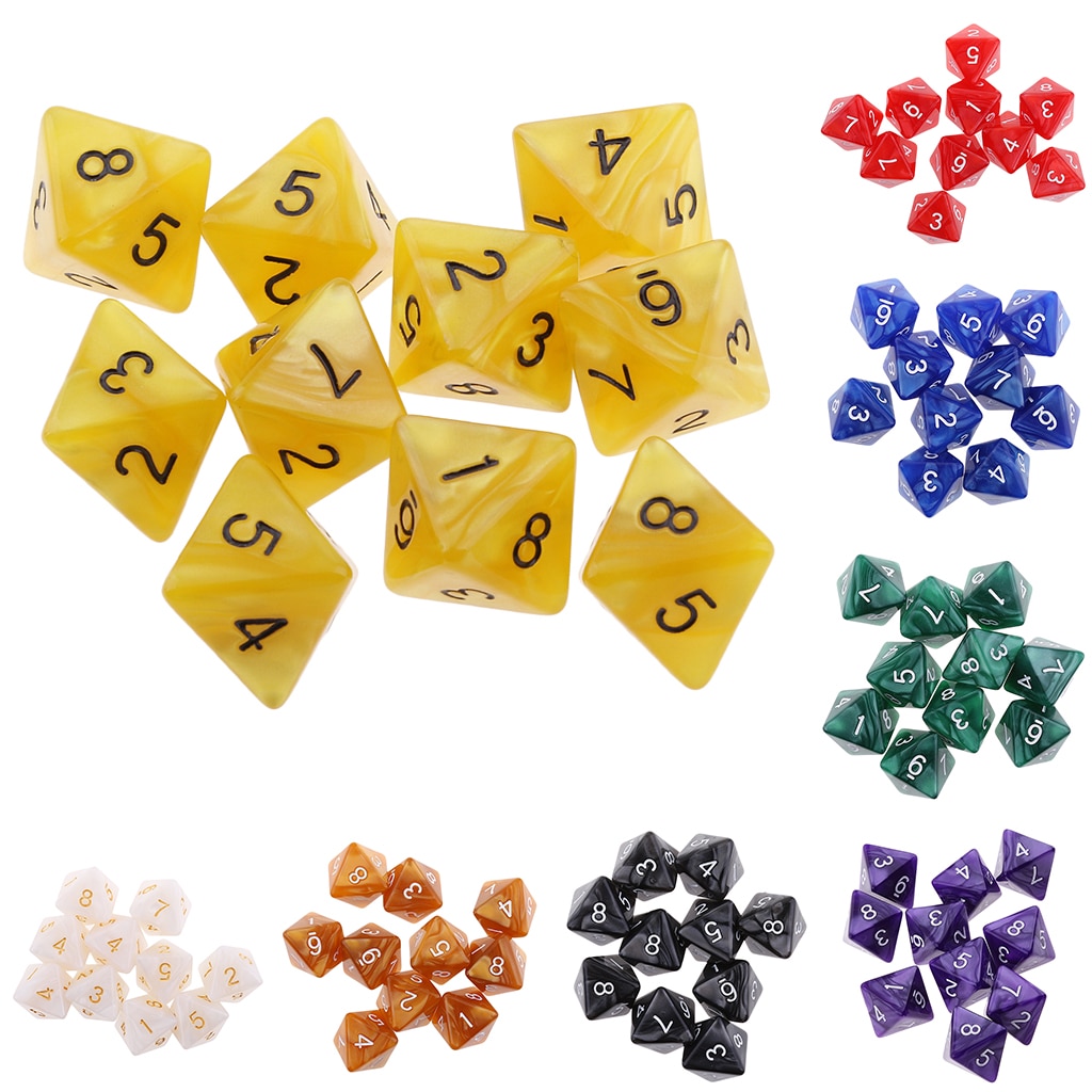 Multicolore 10 pz/set 8 Lati Dadi D8 1.6 centimetri Dadi Poliedrici per il Partito Portatile Da Tavolo Gioco di Pub Club Acrilico potabile Dadi