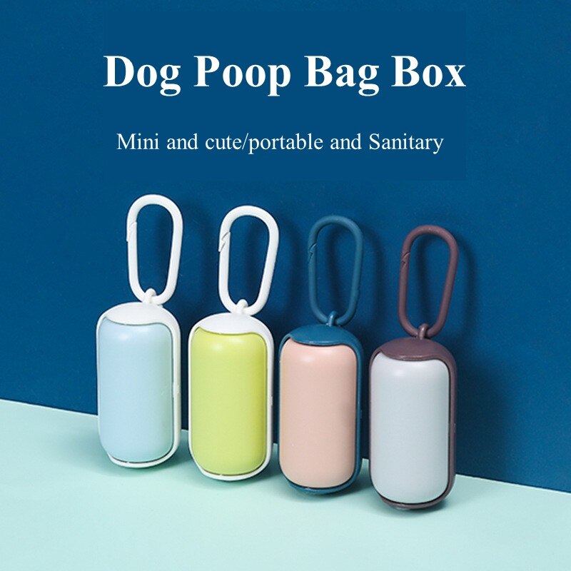 Boîte à caca Portable pour chien, Mini conteneur avec sacs à ordures, support de sac à merde pour chien, 15 rouleaux de sacs à merde, fournitures de nettoyage pour chiens