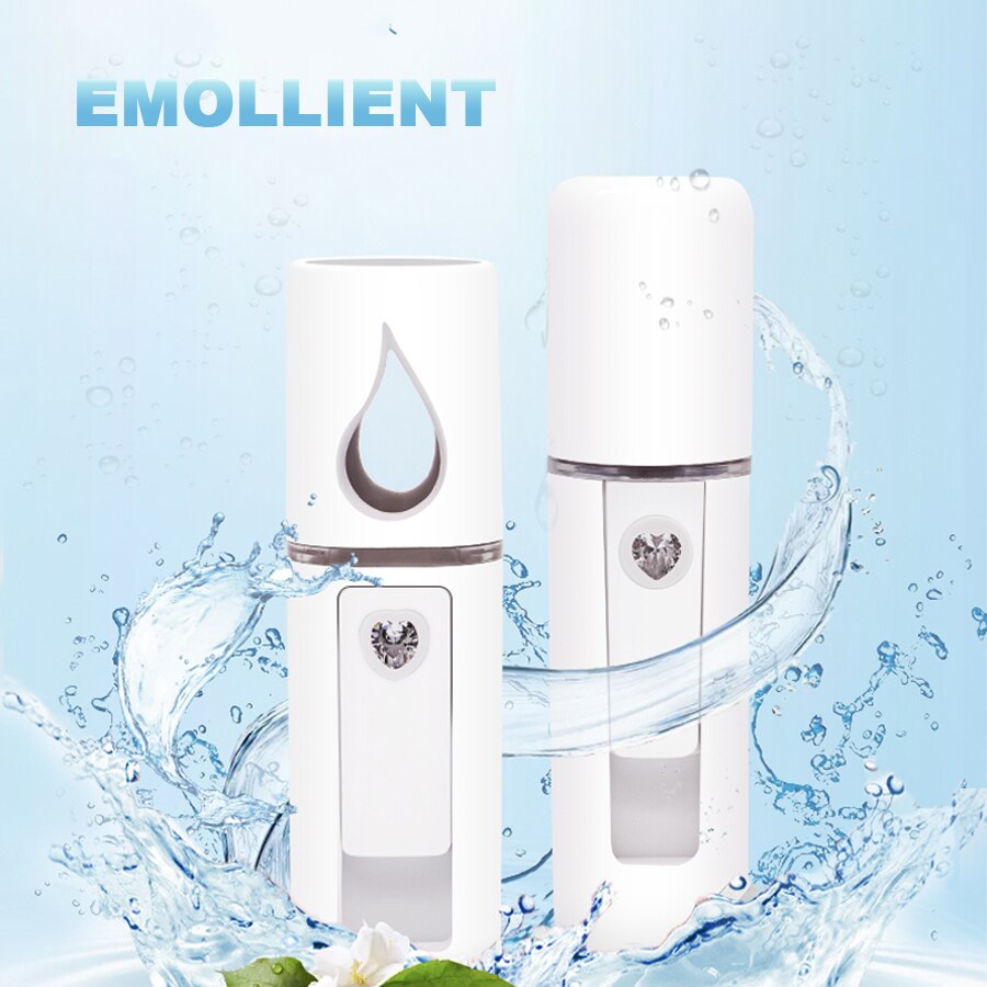 Mistgenerator, draagbare luchtbevochtiger, gezichtsfijne nanospray, automatische uitschakeling,  in 60s oplaadbare batterijen, led-nachtlampje