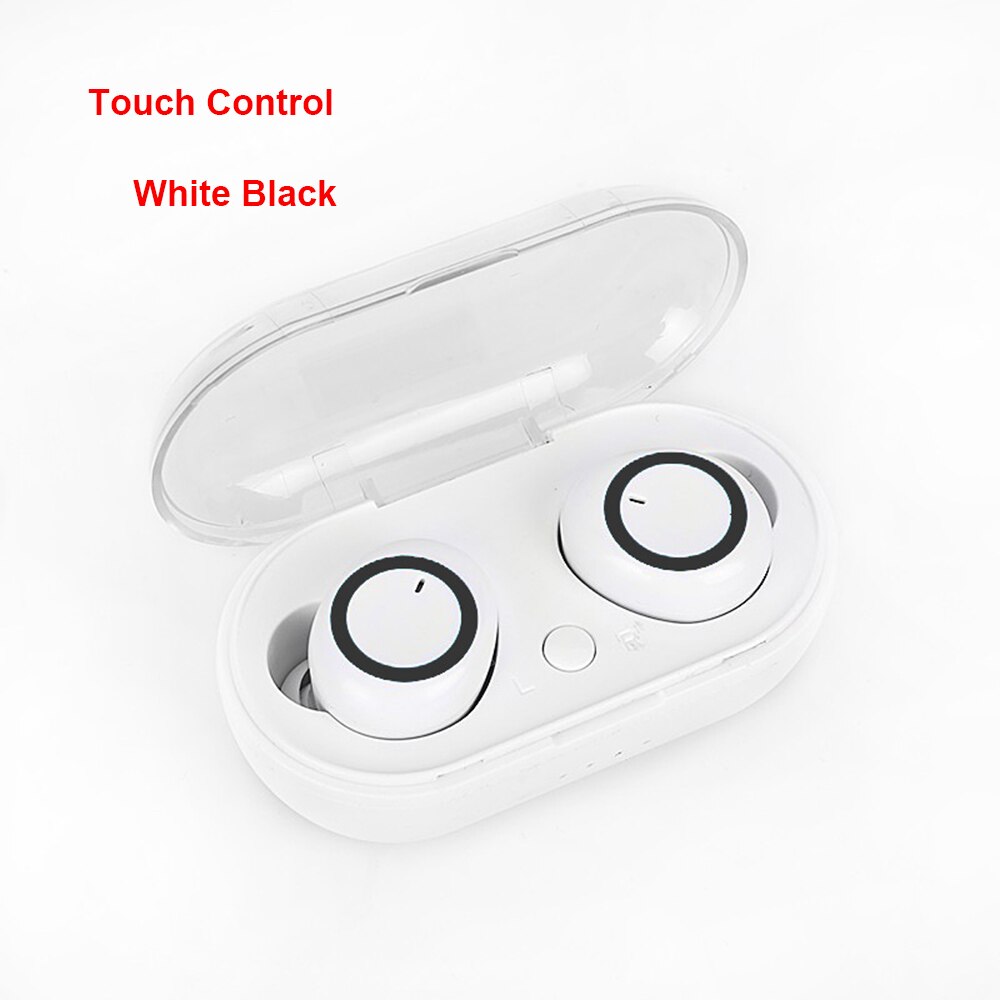 kebidu Wireless Earbuds TWS Bluetooth 5.0 Earphone Stereo Waterproof Sport Earphones for Phone Handsfree Gaming Headset with Mic: B White Black