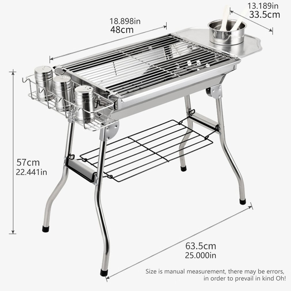 Rvs Houtskool Grill Barbecue Tool Draagbare Gratis Installatie Handvat Vouwen Bbq Koken Grid Voor Park
