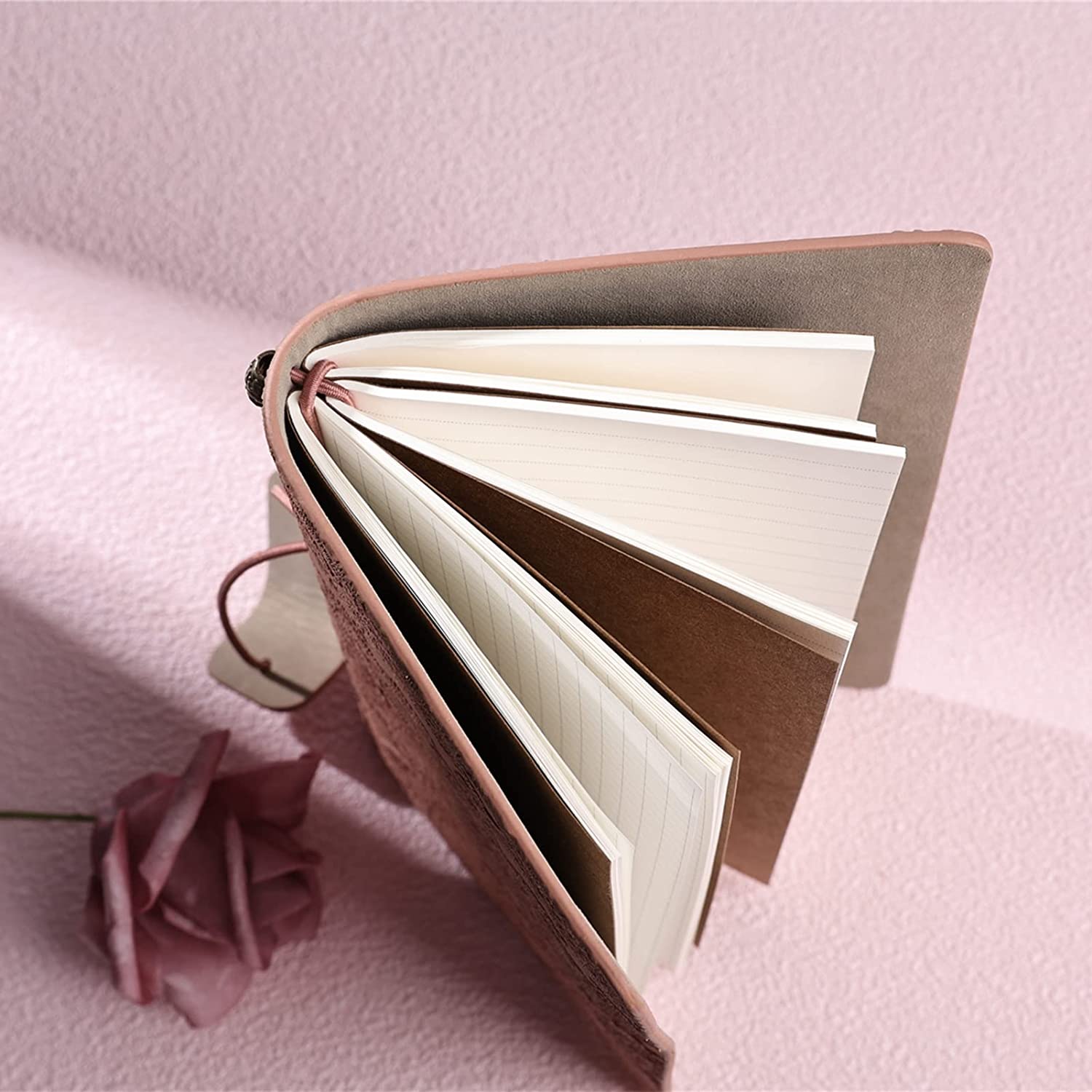 A6 Refillable Planner Leather Travel Journal Notebook-Embossed Pocket Diary for Girls,Women,Mom, Daughter (192 Pages)