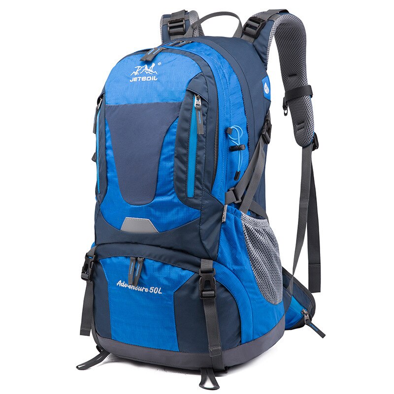 50L Outdoor Hiking Backpack Waterproof Mountaineering Bag Wear Resistant Sports Climbing Rucksack Trekking Camping Backpack: Blue