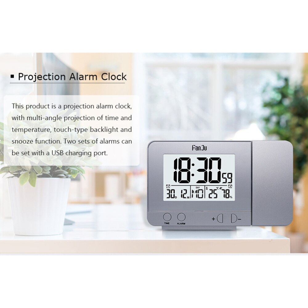 Led Clock Multi-Function Alarm Clock Temperature Display for Home Office School (Black, No Battery)