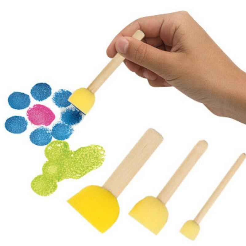 20 Delige Verfsponzen Set – Ronde Schuimborstels Met Houten Handvat, 4 Maten, Wasbaar – Perfect Voor Acryl & Kinderknutsels