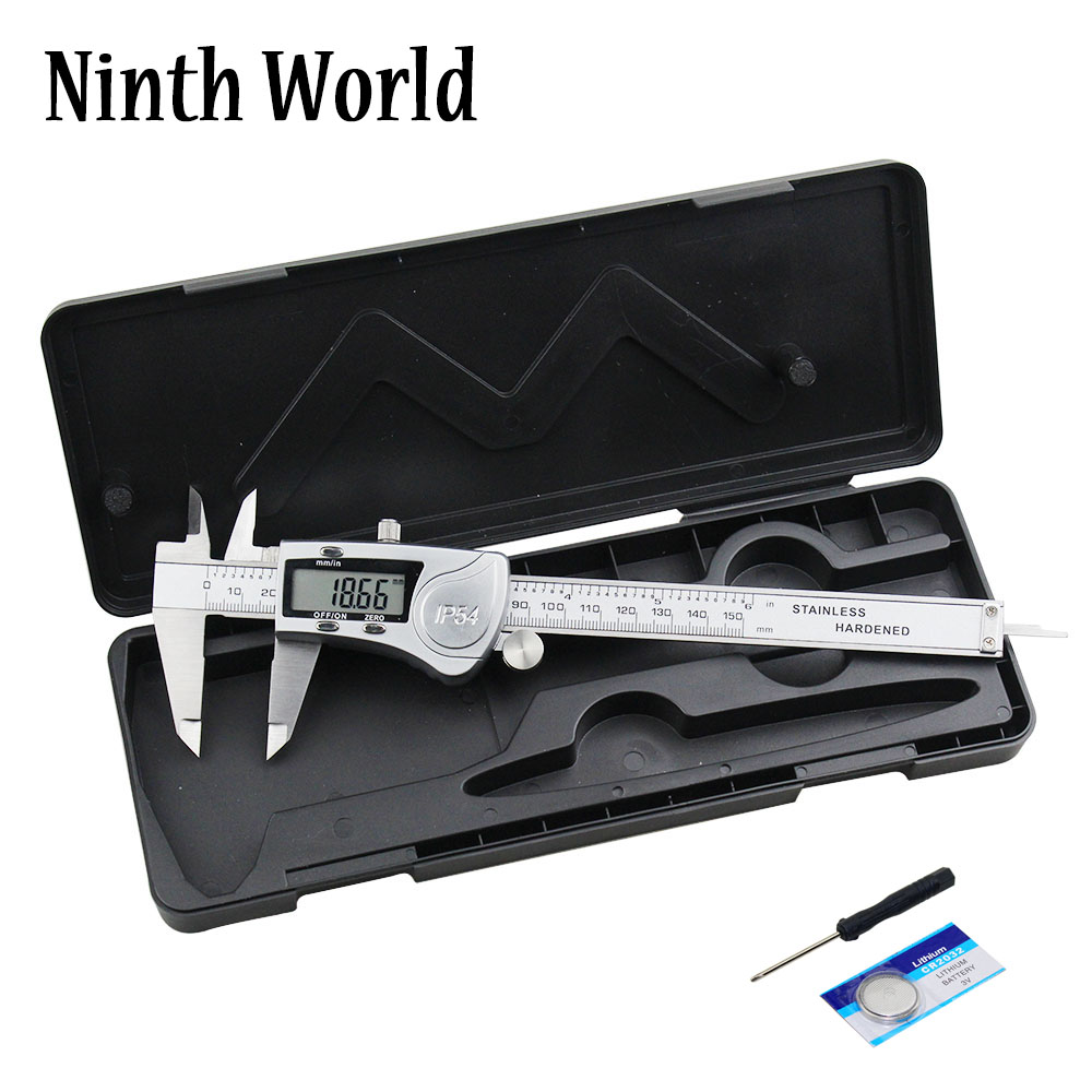 Industrial IP54 Waterproof Digital Display Stainless Steel 150mm Metric / Imperial Vernier Caliper With Depth Measurement