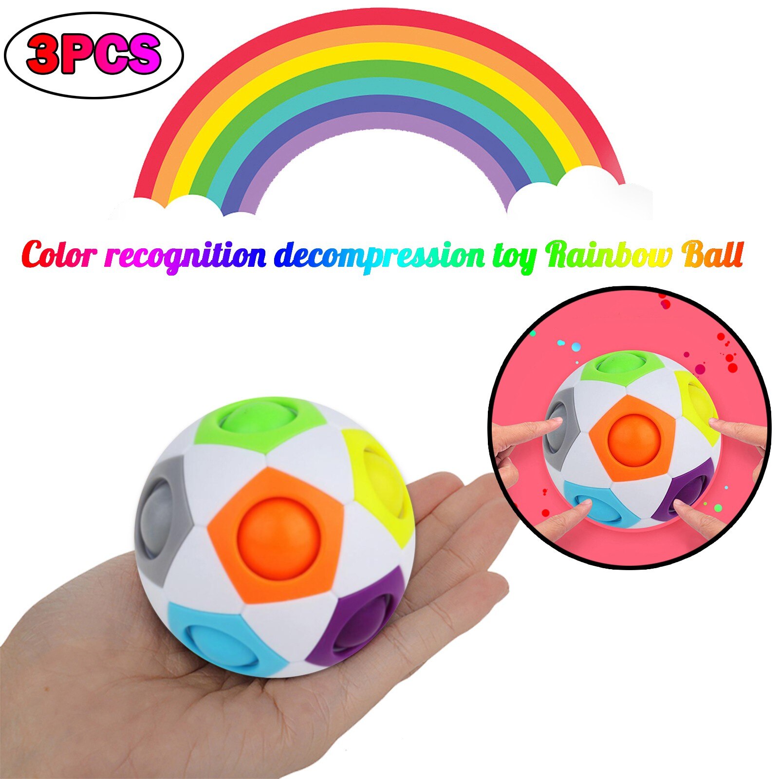 3/2/1Pcs Regenboog Puzzel Bal Cube Magic Rainbow Bal Puzzel Bundel Stress Fidget Ball Brain Teasers games Fidget Speelgoed Voor Kids