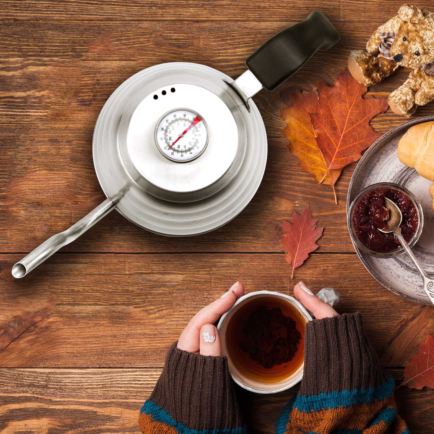 Premium Pour Over Coffee Kettle with for Precise Temperature 40floz - Gooseneck Tea Kettle - 5 Cup Stainless Steel Teapot for