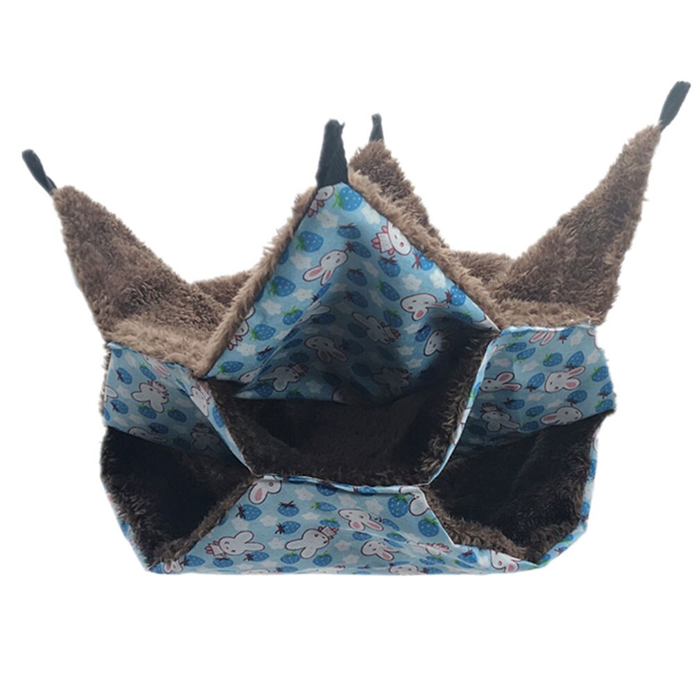Hamaca de algodón para mascotas, cama para roedores, casa de 3 capas, cálida, hamaca colgante para ratas y hámster, jaula columpio, nido para dormir, suministros para mascotas: Azul
