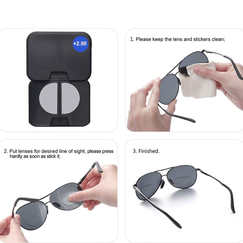 Silicone Stick-on Bifocal Reading Glasses Lenses Magnification Presbyopic Lens Reusable 1Pair/Diopter +1.25 1.75 2.5 3.0