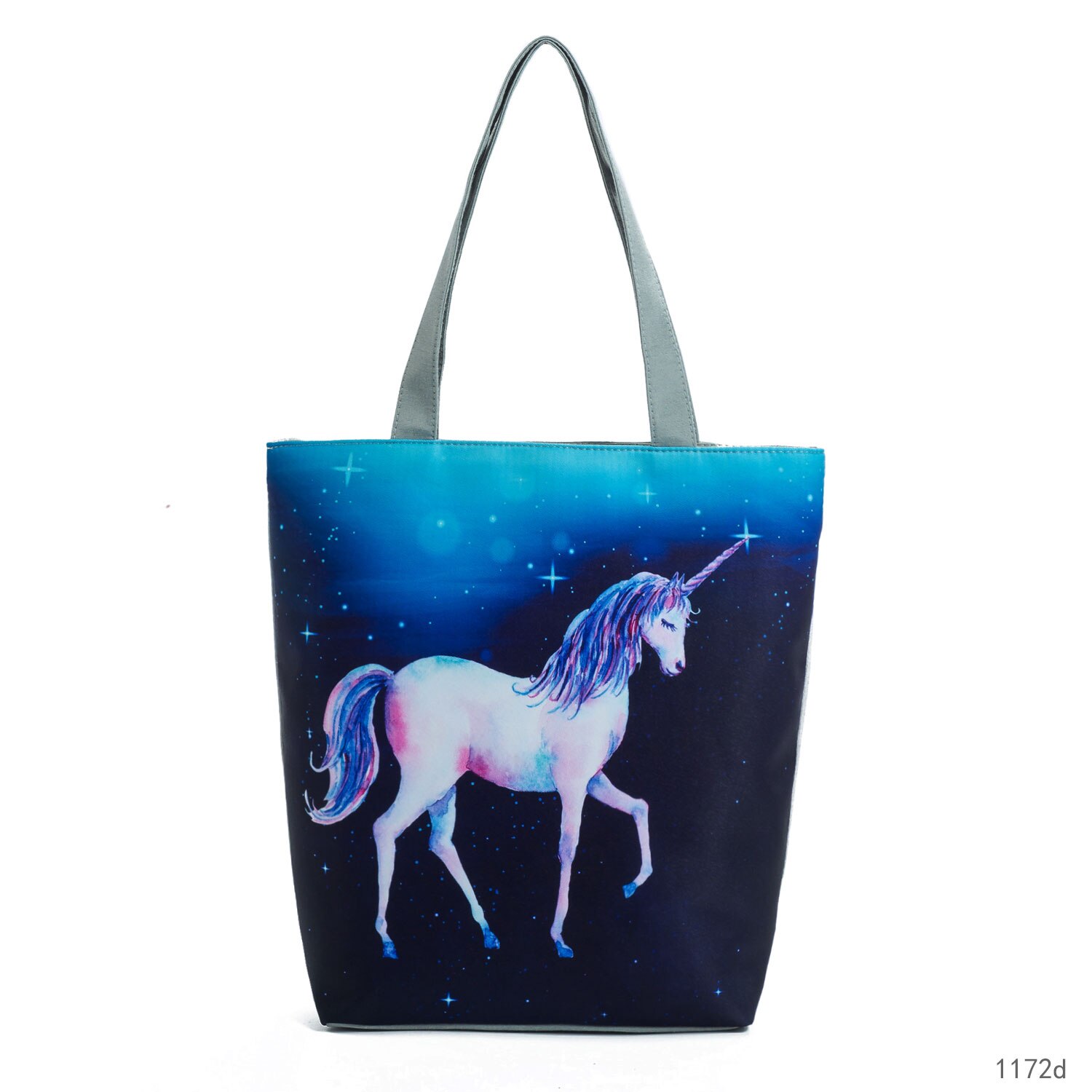 Miyahouse-Bolso de mano de lona con estampado de unicornio para mujer, bolsa de hombro para la playa,: 1172d