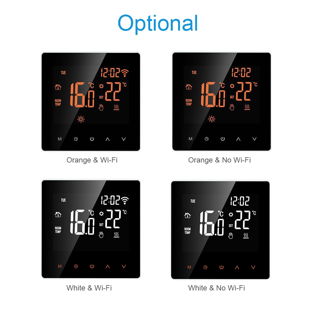 Wifi-termostat smart app-kontrol temperaturregulator programmerbar elektrisk gulvvarme-termostat med berøringsskærm