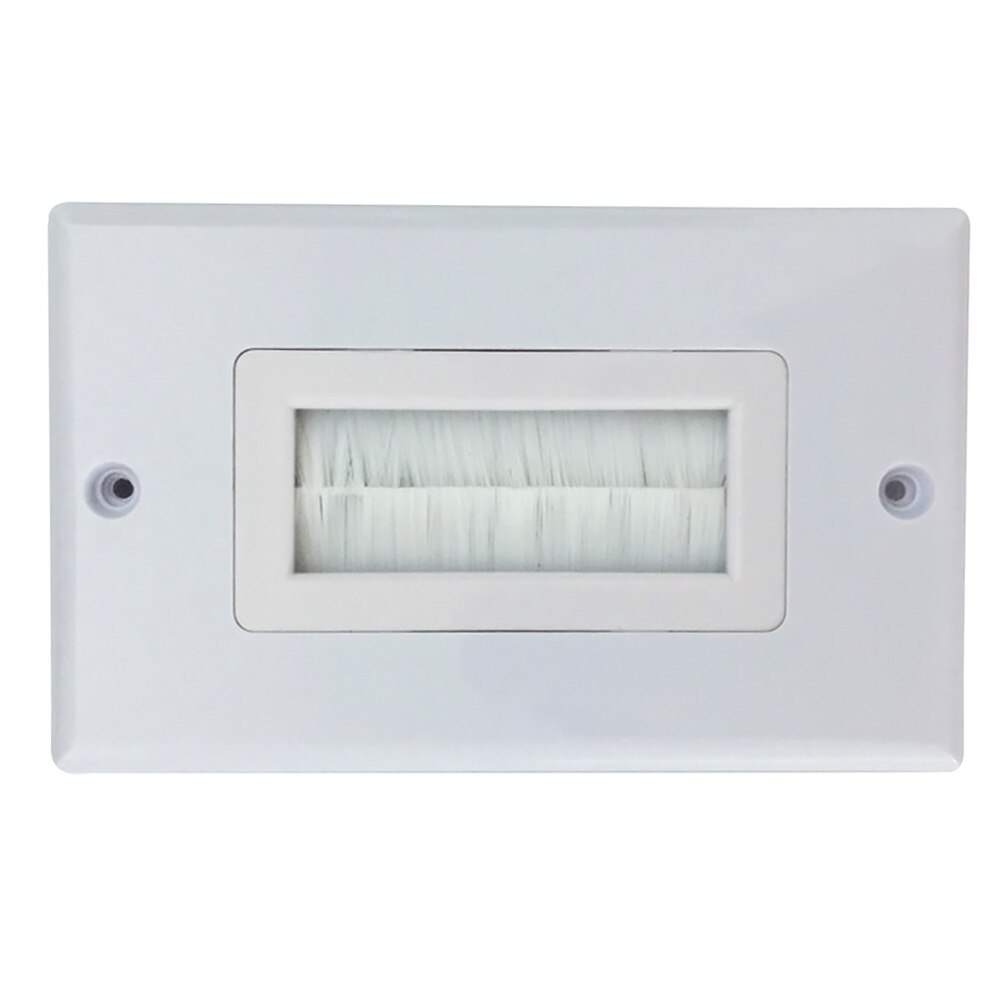 Single Gang White Panel Anti Dust ABS Cable Pass Through Wall Socket Brush Plate #734