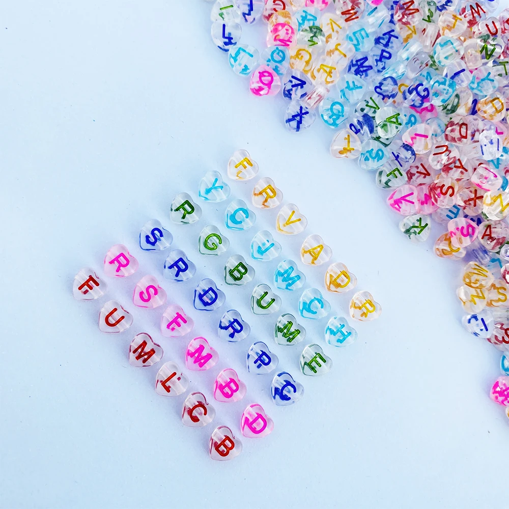 100/200/300/500 Uds. Cuentas acrílicas con forma de corazón y letras, cuentas espaciadoras del alfabeto para fabricación de joyería, collar de pulsera DIY hecho a mano: Beige / 3 mm