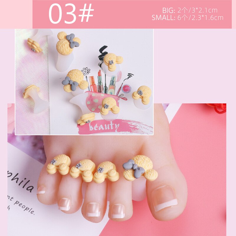 Separador de dedos de silicona suave para manicura y pedicura, herramienta artística para cuidado de los pies, 8 Uds.: Amarillo claro