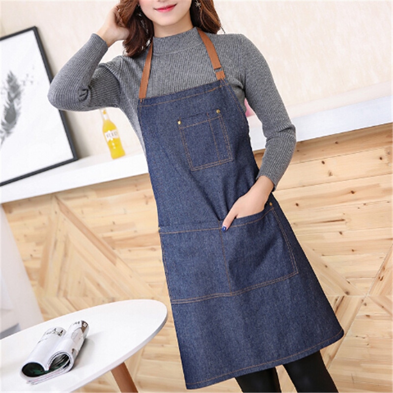 kitchen Denim work Apron unisex for cooking apron for Woman man Cowboy Antifouling Chef Cooking pinafore Delantal Tablier