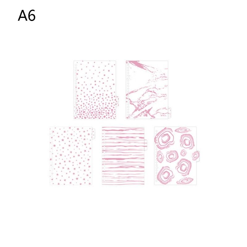 5Pcs/set Bronzing Leaf Texture Paper Divider Index Separator for A5 A6 Loose Leaf Binder Notebook Students Staionery: A6 Pattern B