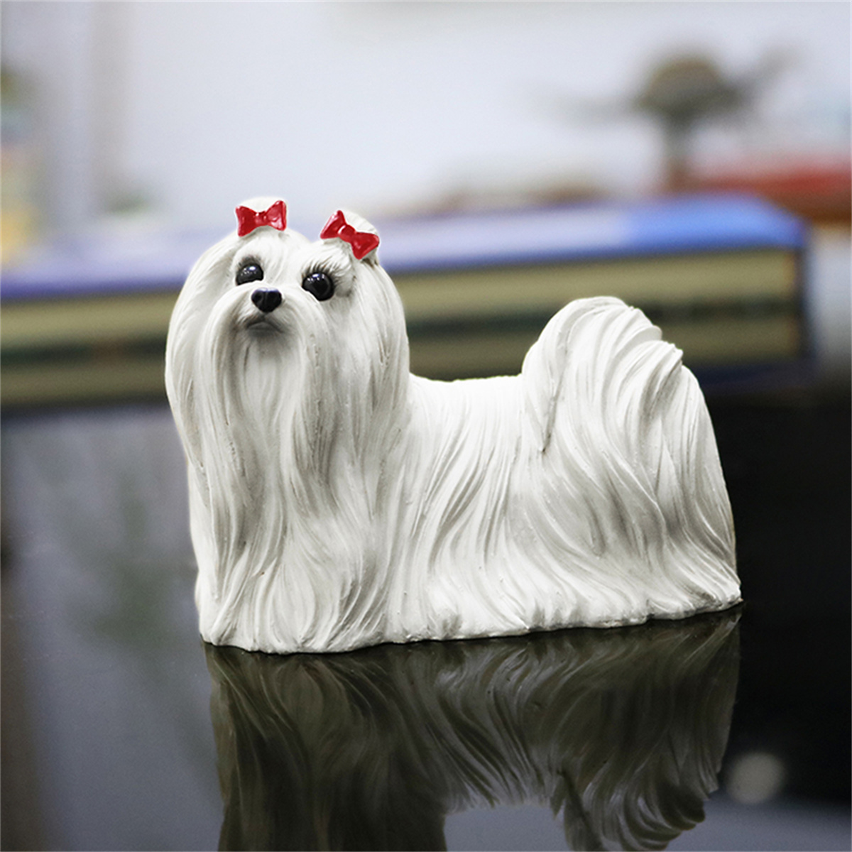 JJM Maltese Pet Dog Figure Canidae Animal Canis Lupus Familiaris Collector Toys Educational for Children Adults Kids Decoration: Red