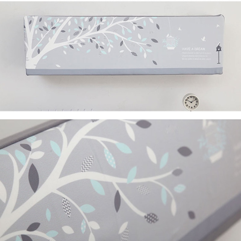Indoor Air Conditioner Cover Wall Mounted Decorative Hood 74 78 81 85 89 95 x 27 x 19cm Tree Leaves Gray
