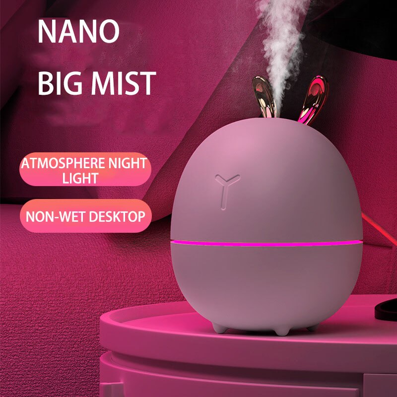 USB portatile nebulizzatore freddo aromaterapia diffusore di olio essenziale umidificazione muta Mini umidificatore luce notturna 360ml: Rabbit powder