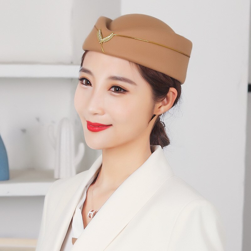 Frauen Stewardess Kostüm Zubehör Flug Begleiter Hütte mit Luft Gastgeberin Cosplay Kostüm Zubehör: Beige