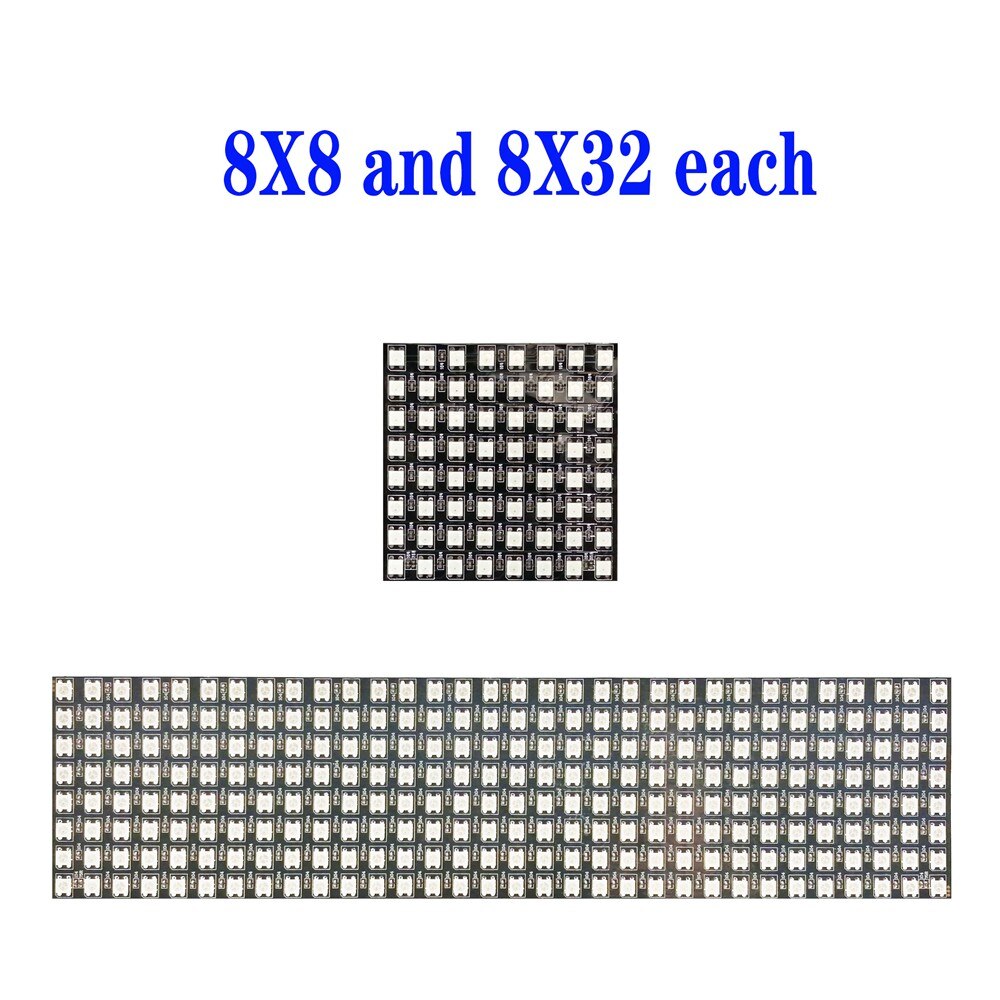 1~2PCS WS2812B 8X8 8x32 16x16 Pixel Panel Flexible Matrix Screen WS2812 IC RGB 5050 SMD Led Module Individually Addressable DC5V: PURPLE