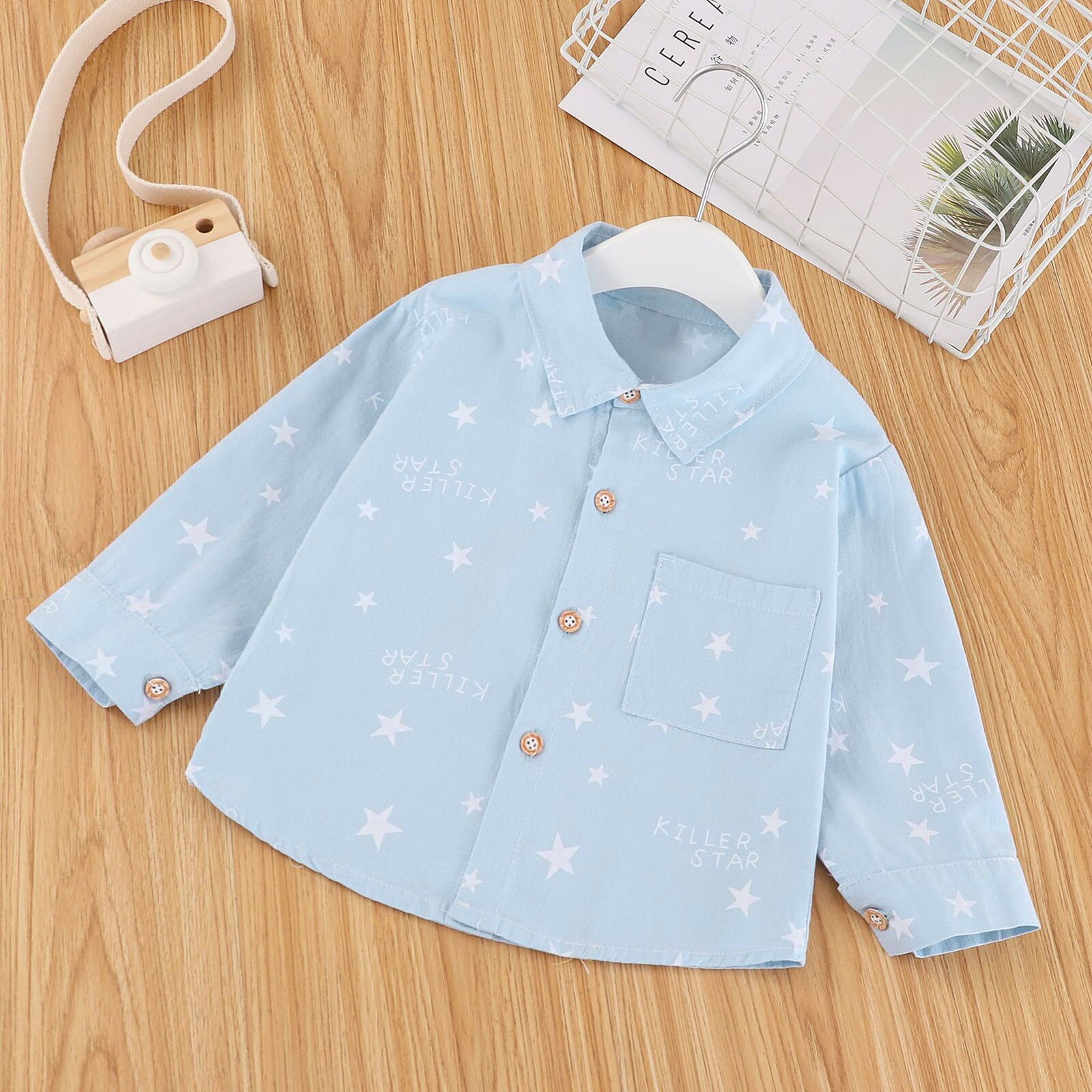 Kids Kleding Peuter Kids Baby Jongens Lange Mouwen Brief Print Tops Shirt Blouse Kleding Kids Carton Print Shirt