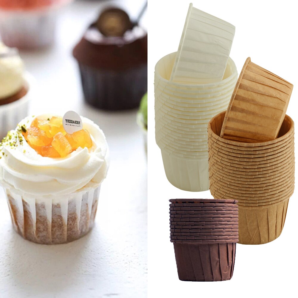 50pcs cake paper cups oil-proof pastry box dessert fondant bread decoration supplies baking tools kitchen accessories gadgets