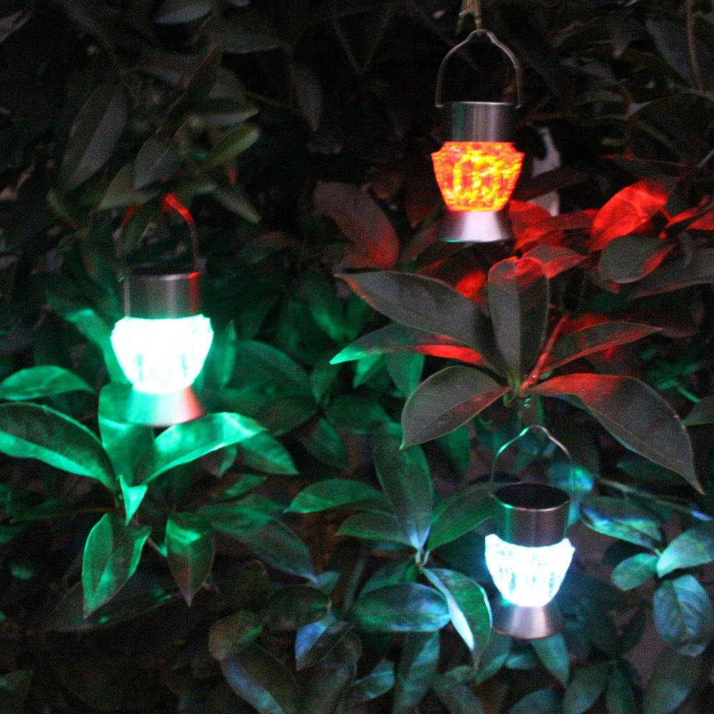 Solar lys led diamant form lille lanterne udendørs regntæt farverig gradient villa korridor camping dekoration hængelampe