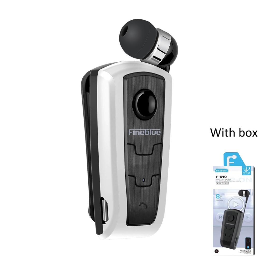 FineBlue F910 Mini Driver Wireless Auricolare Bluetooth Chiamate Ricordare di Vibrazione di Usura di Sport di Clip Corsa E Jogging Cuffie Auricolari: White with box