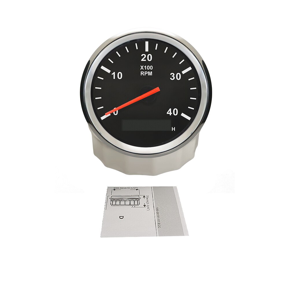 Drehzahlmesser 3K 4K 6K 8K RPM Tacho Gauge REV Zähler mit Stunde Meter 85mm Benzin diesel Motor 9-32V Rot Hintergrundbeleuchtung: 4K-BS