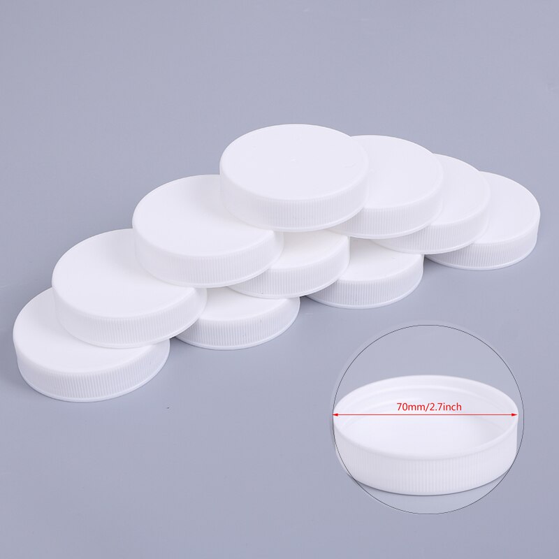 70mm vita plastflaskhättor läcksäkra plastkopplock för vanligt munlagringsflaskburklock 10 st/lot
