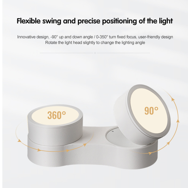 Surface Mounted LED Downlight 2 Head Dimmable Rotatable Foldable Lamp Ceiling Spot Light For Indoor Lighting